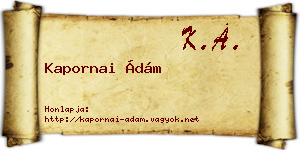 Kapornai Ádám névjegykártya